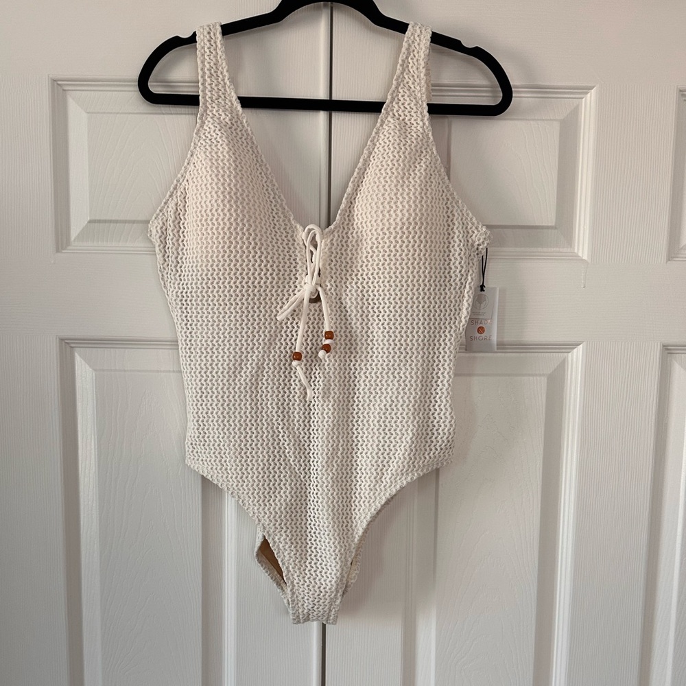 Shade & Shore Cream Swimsuit Size Large NWT - Picture 3 of 9